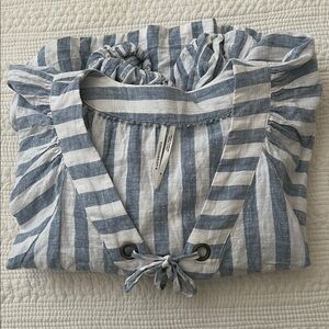 Anthropologie Linen Cotton Lace-Up Top